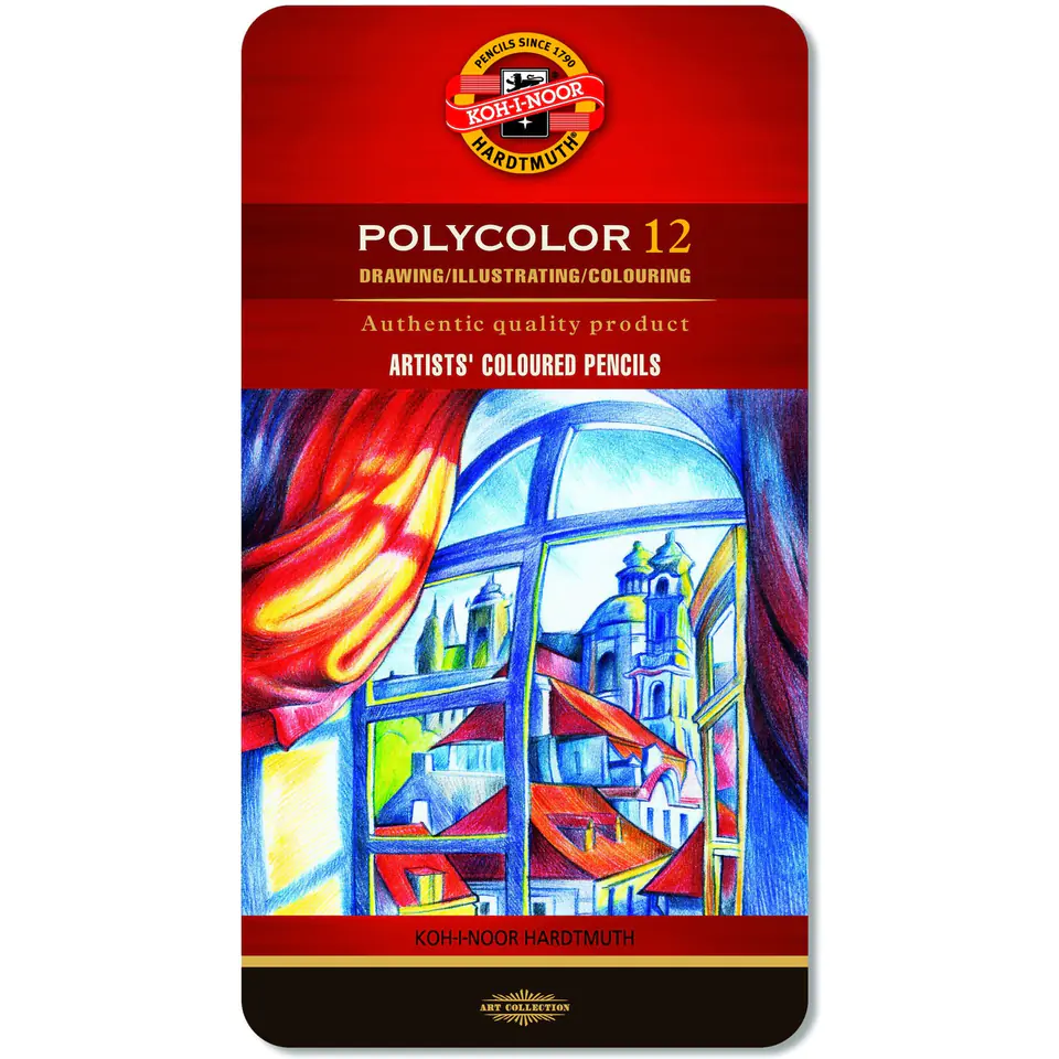 ⁨Kredki POLYCOLOR 12 kol. opakowanie metalowe 3822 KOH-I-NOOR⁩ w sklepie Wasserman.eu