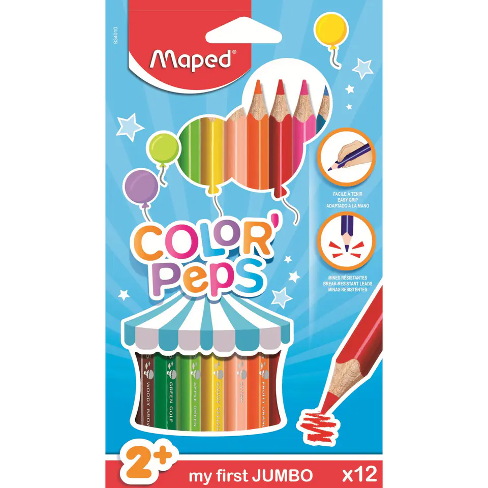 ⁨Triangular pencils MAPED COLORPEPS JUMBO 12colors 834010⁩ at Wasserman.eu