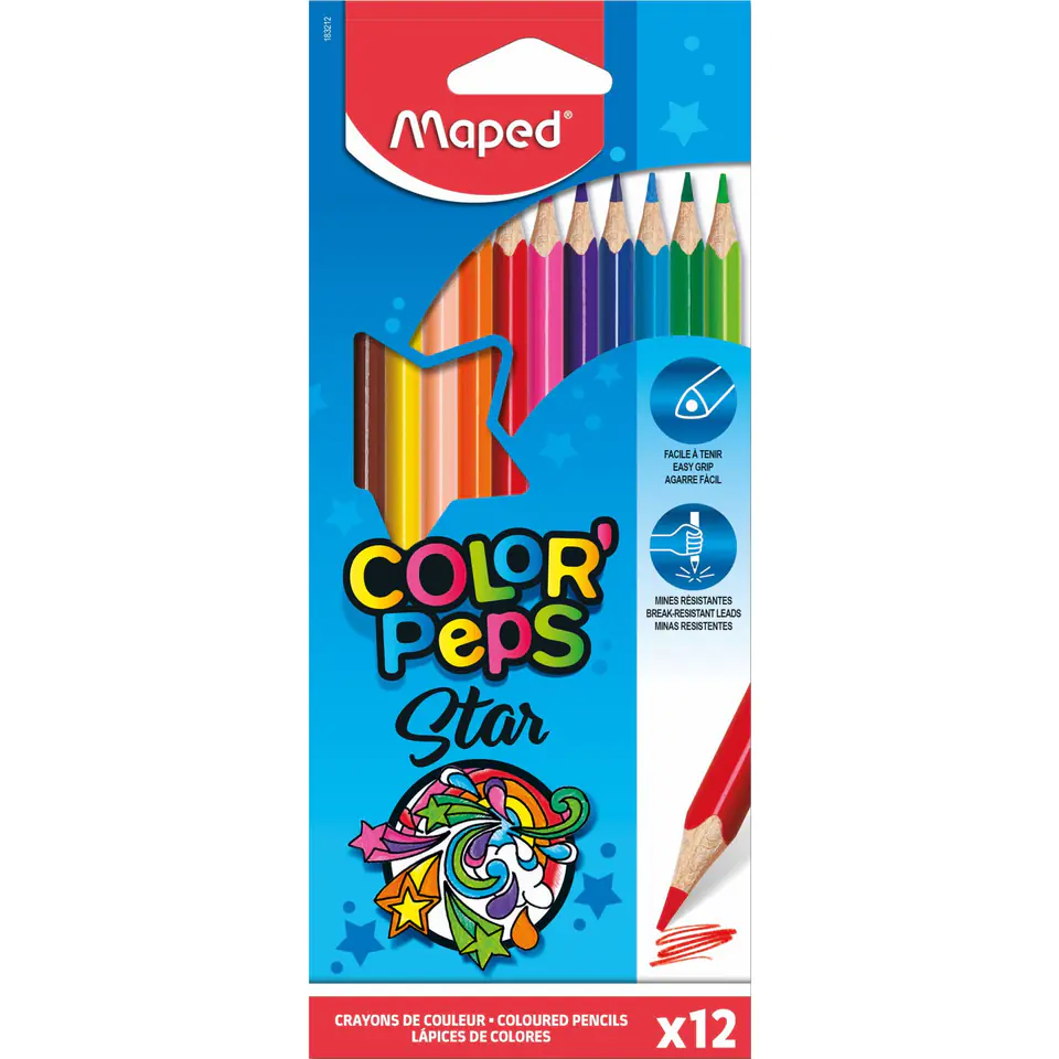 ⁨Triangular pencils MAPED COLORPEPS 12colors 183212⁩ at Wasserman.eu