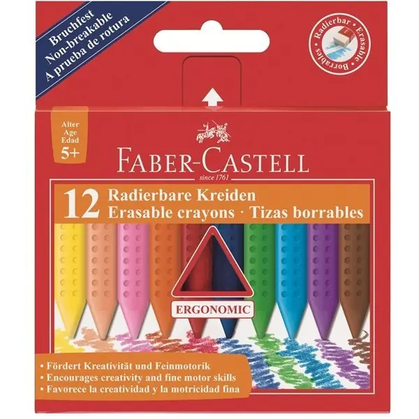 ⁨Kredki świecowe GRIP trójkątne 12 kolorów FABER-CASTELL 122520 FC⁩ w sklepie Wasserman.eu