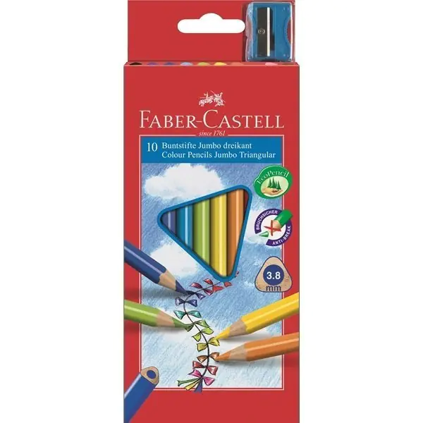 ⁨Triangular pencils FABER-CASTELL Junior Grip 10 colors 116510 FC⁩ at Wasserman.eu