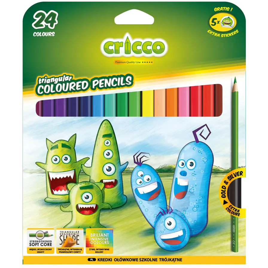 ⁨Triangular pencils 24kol.mix patterns CRICCO CR322K24AX⁩ at Wasserman.eu