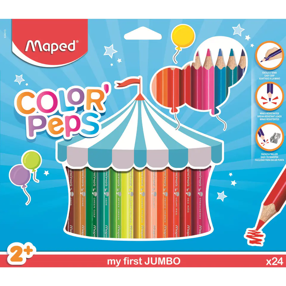 ⁨Kredki trójkątne MAPED COLORPEPS JUMBO 24kolorów 834013⁩ w sklepie Wasserman.eu