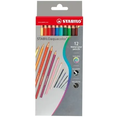 ⁨Crayons AQUACOL cardboard.12 col.. 1612-3⁩ at Wasserman.eu