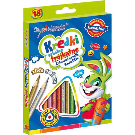 ⁨Triangular pencils BAMBINO 18 colors cardboard packaging St.Majewski⁩ at Wasserman.eu