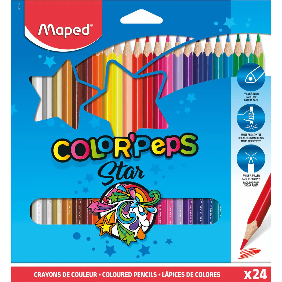 ⁨Kredki trójkątne MAPED COLORPEPS 24kolorów 183224⁩ w sklepie Wasserman.eu