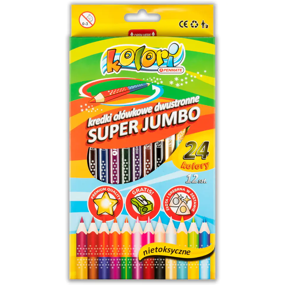 ⁨Pencil pencils double-sided Jumbo 12pcs. 24 colors with temp. TT7840 PENMATE⁩ at Wasserman.eu