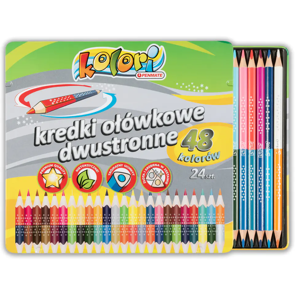 ⁨Pencil crayons double-sided 24pcs. 48 Colors Metal Pack TT7839 PENMATE⁩ at Wasserman.eu