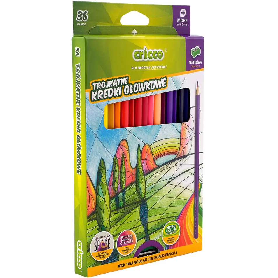 ⁨CRICCO triangular pencils 36kol + sharpener CR322K36⁩ at Wasserman.eu