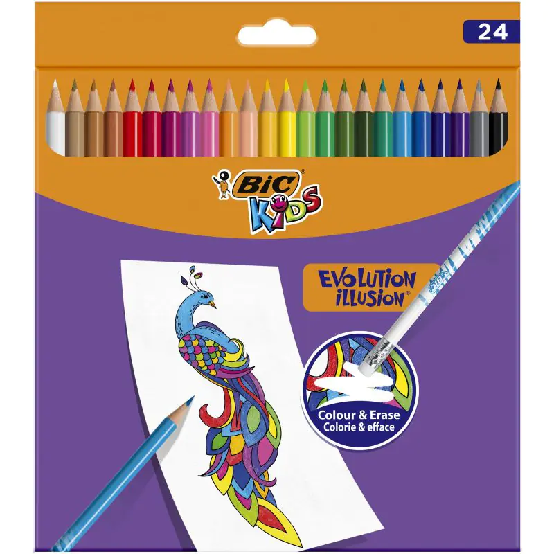 ⁨Kredki KIDS EVOLUTION ILLUSION ołówkowe pudełko 24kol. 9878691 BIC⁩ w sklepie Wasserman.eu