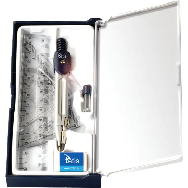 ⁨Geometric set with compass, 15cm ruler, 11.5 and 8cm markers GC001-K TETIS⁩ at Wasserman.eu