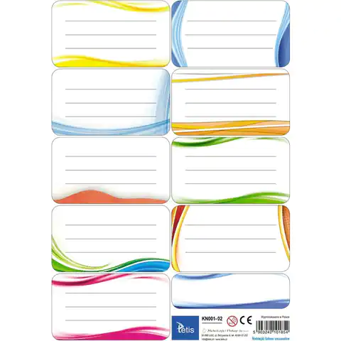 ⁨Stickers for books and notebooks 9pcs. on the sheet(25) KN001-04 TETIS⁩ at Wasserman.eu