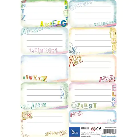 ⁨Stickers for books and notebooks 9pcs. on sheet(25) KN001-03 TETIS⁩ at Wasserman.eu