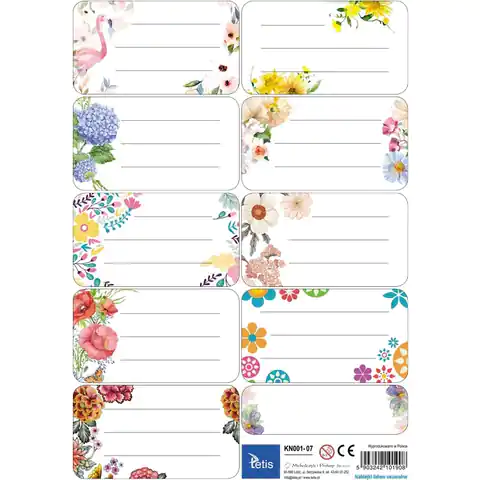 ⁨Stickers for books and notebooks 25ark*9pcs KN001-07 TETIS⁩ at Wasserman.eu