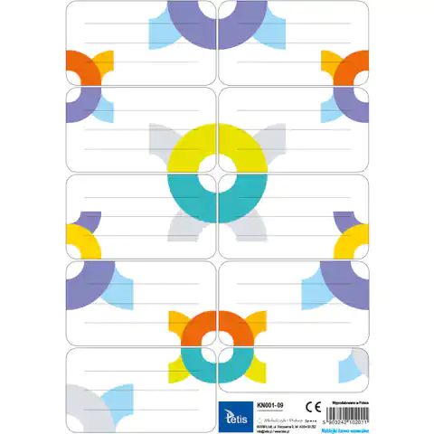 ⁨Stickers for books and notebooks 9pcs. on sheet(25) KN001-09 TETIS⁩ at Wasserman.eu