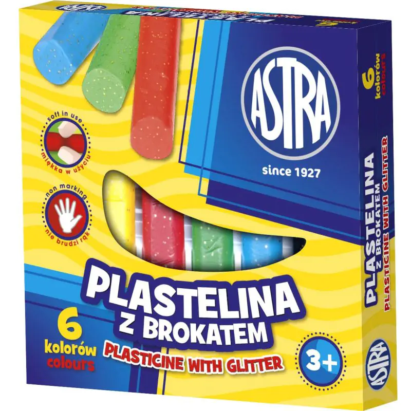 ⁨Plasticine Astra with glitter 6 colors 303109001⁩ at Wasserman.eu