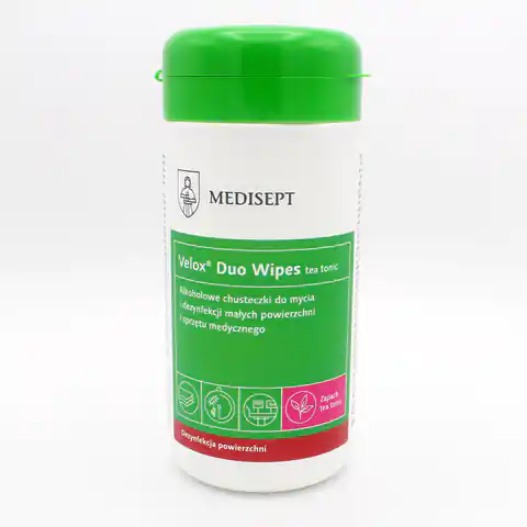 ⁨Chusteczki do dezynfekcji powierzchni (100szt) tuba VELOX DUO WIPES MEDISEPT⁩ w sklepie Wasserman.eu