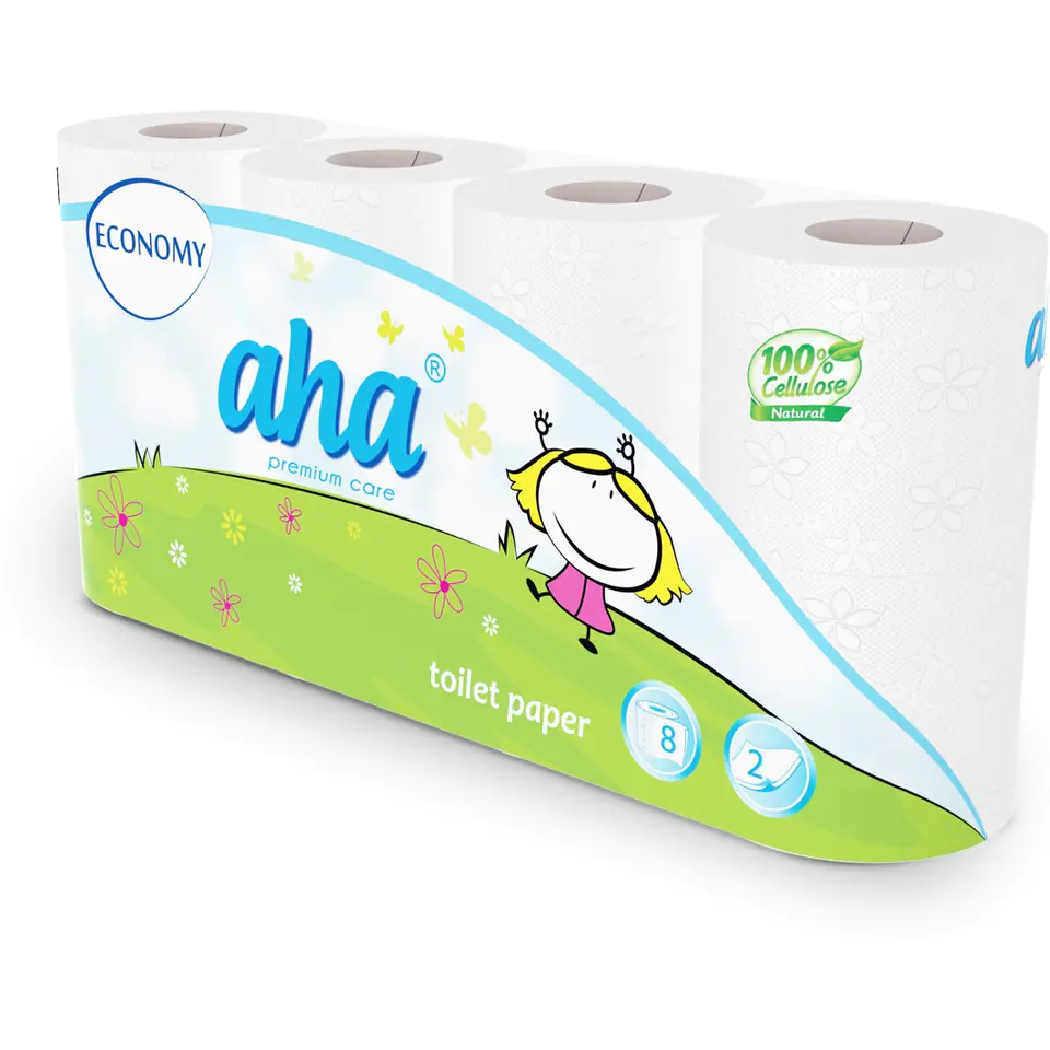 ⁨Papier toaletowy AHA ECONOMY (8rolek) biały⁩ w sklepie Wasserman.eu