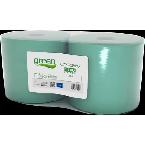 ⁨Czyściwo w roli 25cm*250m (2 rolki) zielone makulatura CLIVER GREEN 250/1 9041⁩ w sklepie Wasserman.eu