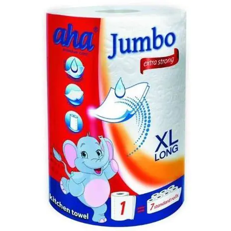 ⁨Towel AHA JUMBO 2w XL Long 100% cellulose 150 leaves 28,50m⁩ at Wasserman.eu