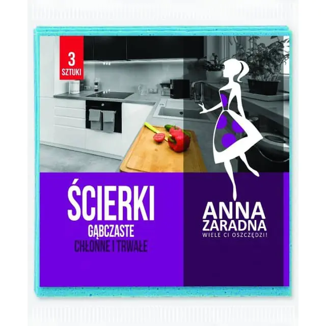 ⁨Ściereczka gąbczasta (3 szt.) ANNA ZARADNA PS-1002⁩ w sklepie Wasserman.eu