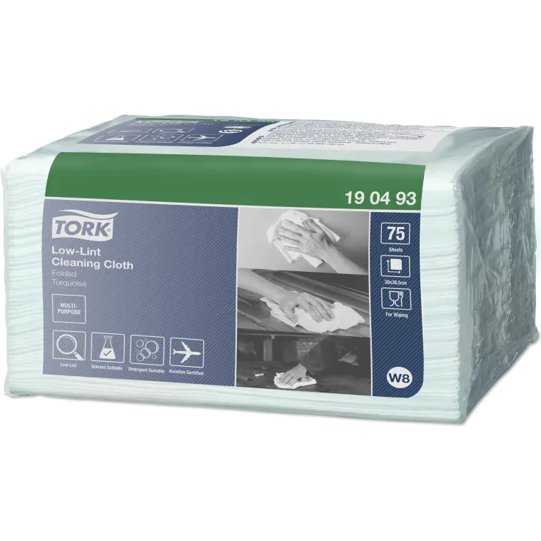 ⁨Non-woven wipe 30x38,8cm 75low dust premiums in sections turquoise W8 190493 TORK⁩ at Wasserman.eu