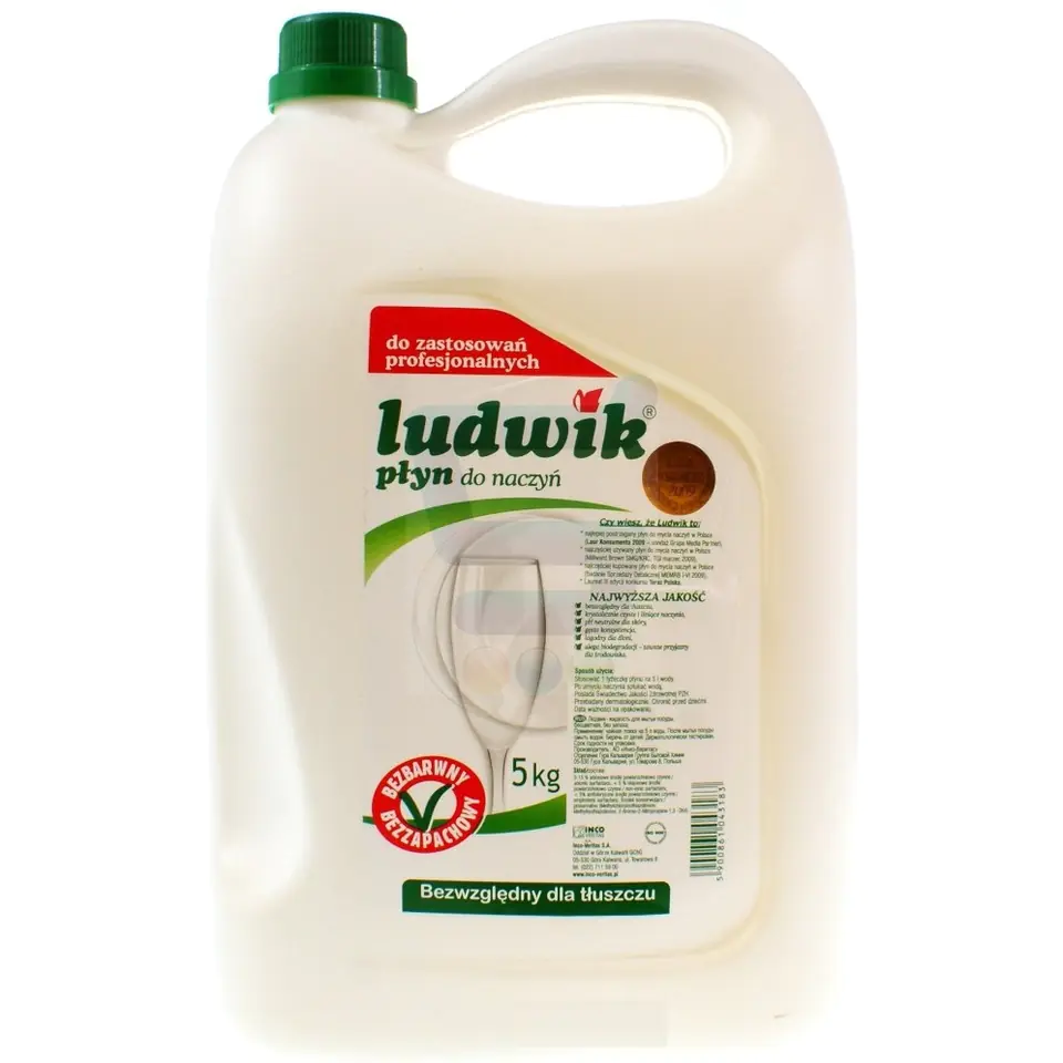 ⁨Płyn do naczyń LUDWIK 5kg bezbarwny bezzapachowy hipoalergiczny⁩ w sklepie Wasserman.eu