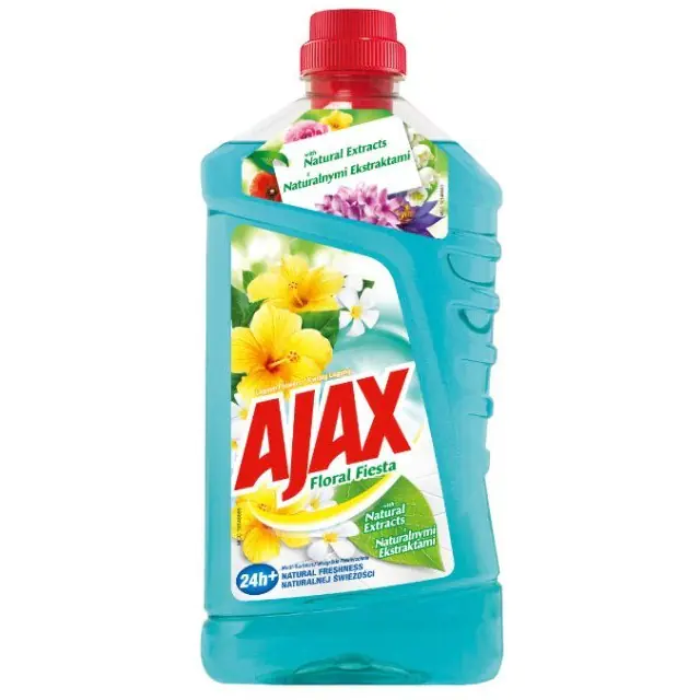 ⁨Płyn do mycia podłóg AJAX Floral Fiesta 1l Lagun Flowers (niebieski)⁩ w sklepie Wasserman.eu