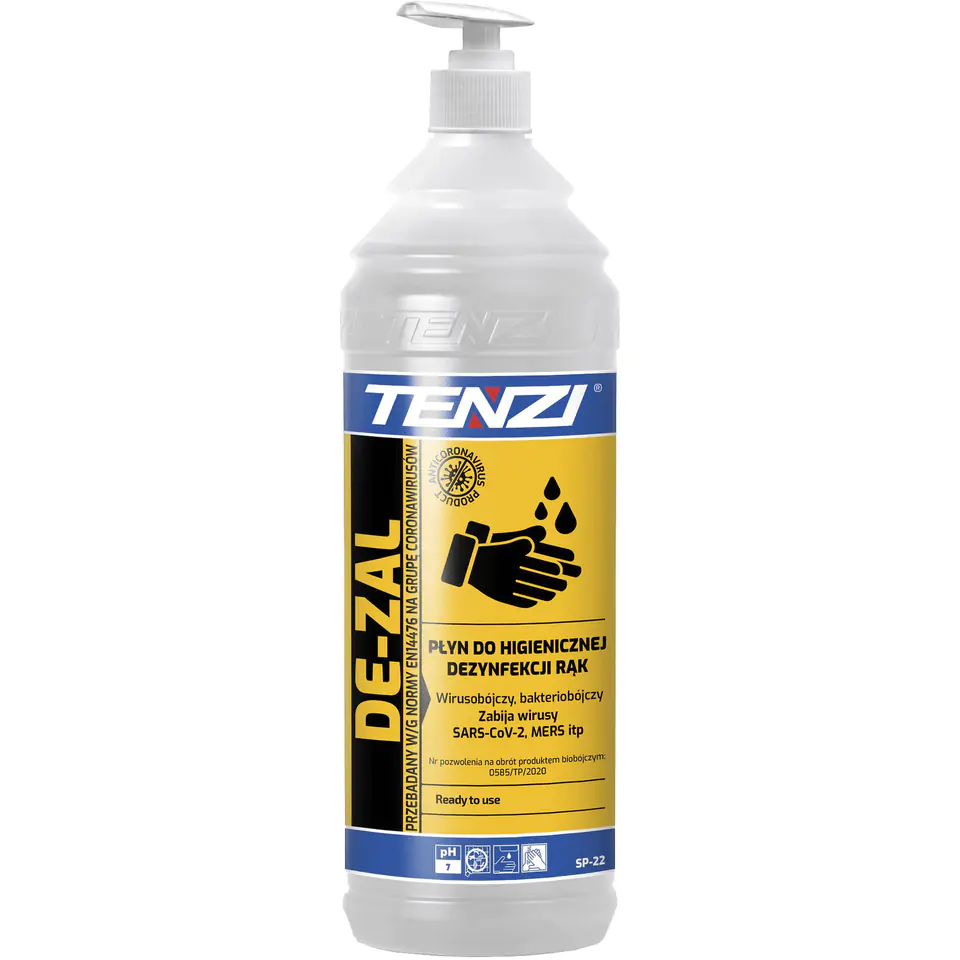 ⁨Płyn TENZI DE-ZAL do higienicznej dezynfekcji rąk 1l. (SP-22/001)⁩ w sklepie Wasserman.eu