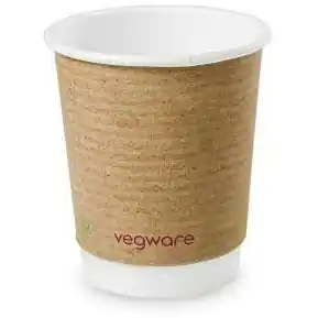 ⁨Double layer paper cups 250ml (25pcs). 8oz 100% biodegradable VDW-8-GR VEGWARE⁩ at Wasserman.eu