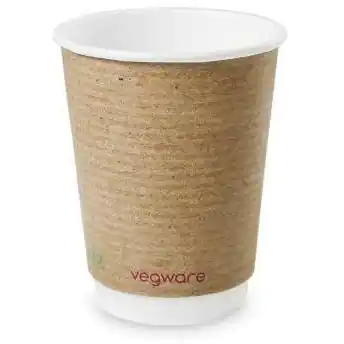 ⁨Double Layer Paper Cups 300ml (25pcs) 12oz 100% Biodegradable VDW-12-GR VEGWARE⁩ at Wasserman.eu
