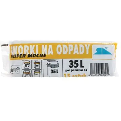 Worki na śmieci LDPE 35L czarne(15sztuk) 50cm/60cm w sklepie Wasserman.eu