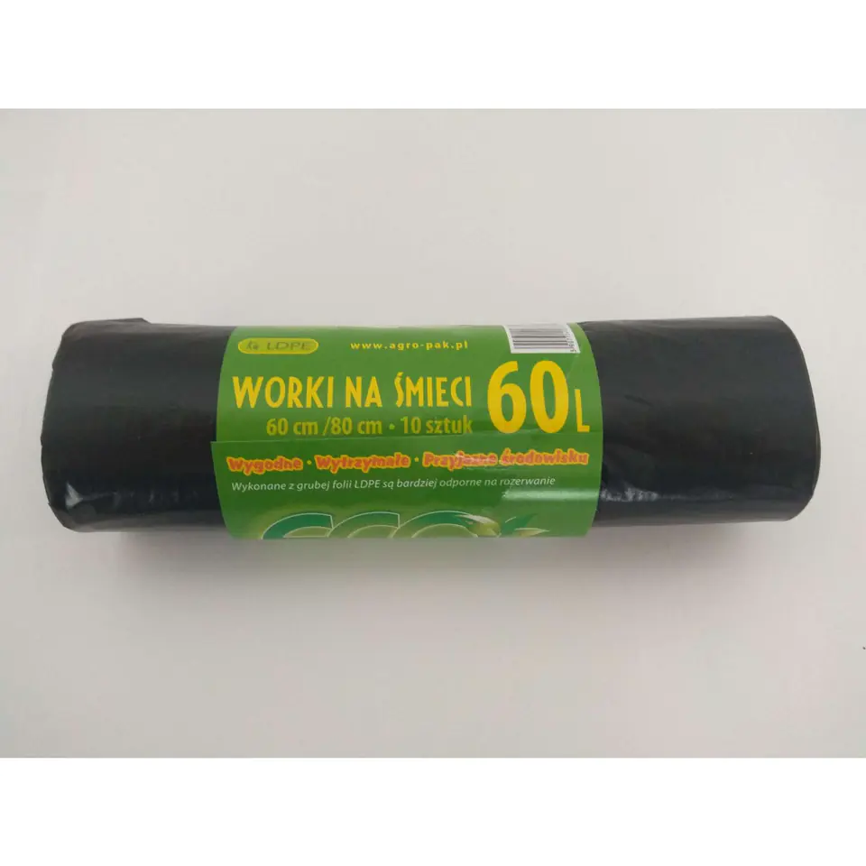 Worki na śmieci LDPE 60L czarne(10sztuk) 60cm/80cm w sklepie Wasserman.eu