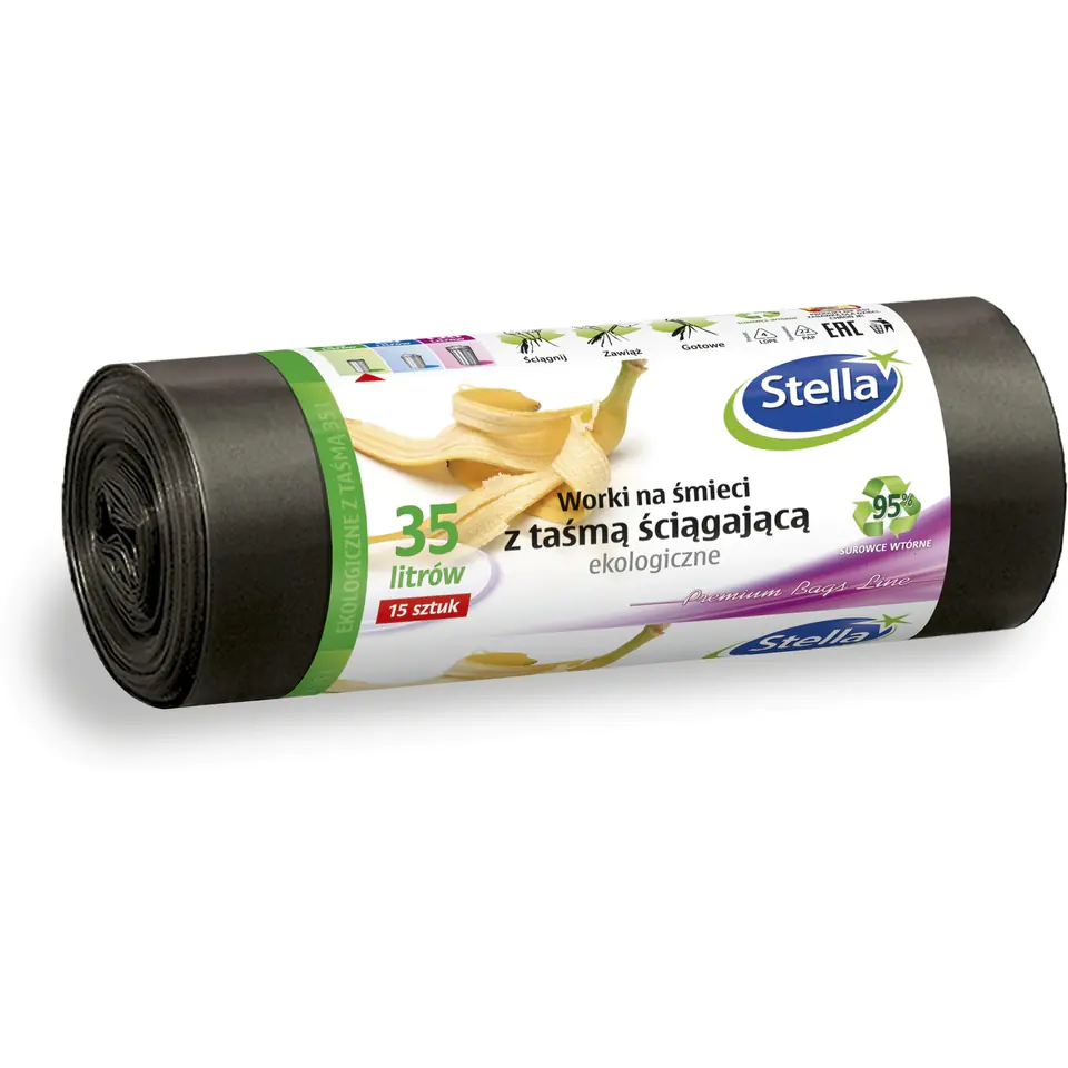 ⁨Worki na śmieci 35L LDPE ekologiczne z taśmą (15szt) STELLA WNS-4249⁩ w sklepie Wasserman.eu
