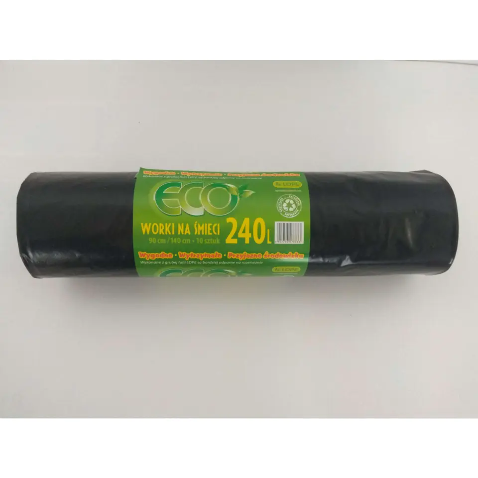 ⁨Worki na śmieci 240L 50mic LDPE czarne (10szt) 90cm/140cm⁩ w sklepie Wasserman.eu
