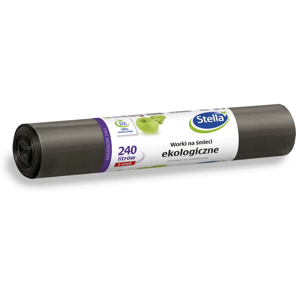 Garbage bags 240l EKO LDPE (5 pcs.) black WNS4201/16NOWA LUX STELLA at Wasserman.eu