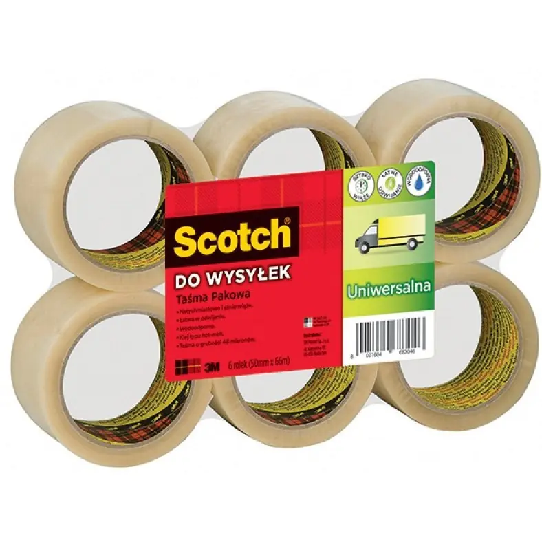 ⁨Taśma pakowa SCOTCH 371 (6szt) Hot-melt przezroczysta 50x66m XX004803829/700095739⁩ w sklepie Wasserman.eu