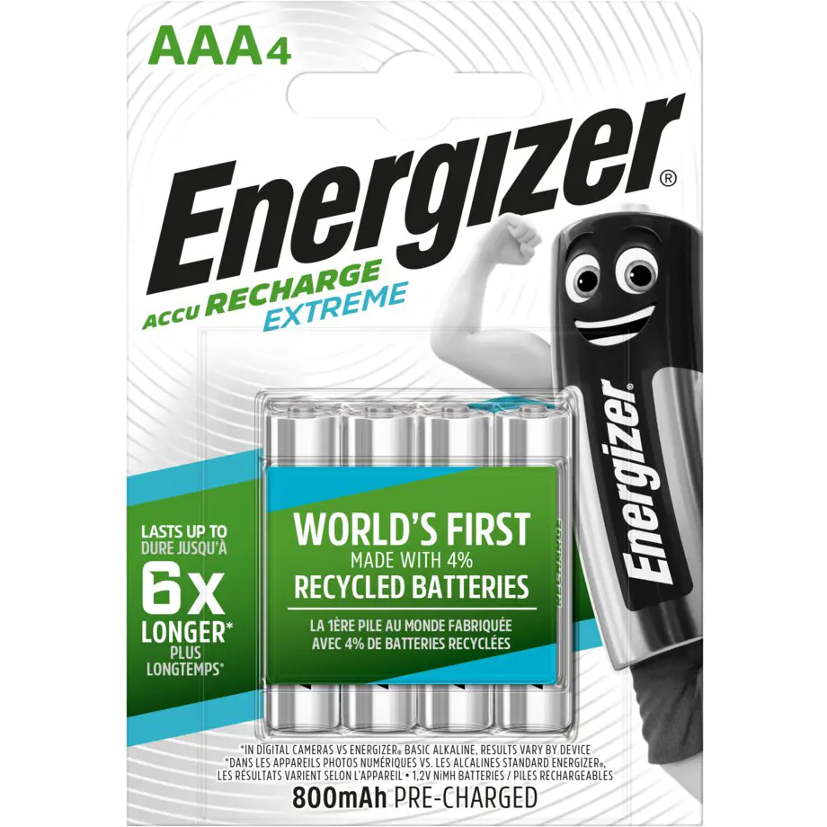 ⁨Rechargeable Battery ENERGIZER Extreme AAA/HR03 800mAh Ni-MH (4pcs)⁩ at Wasserman.eu