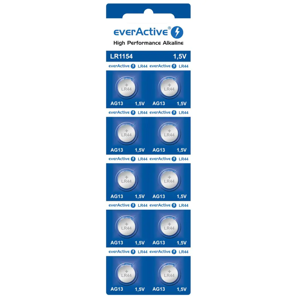 ⁨Battery everActive Alkaline G13 LR44 LR1154 blister 10pcs.⁩ at Wasserman.eu