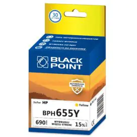 ⁨Tusz BLACK POINT (BPH655Y) żółty 690str zamiennik HP (655/CZ112AE)⁩ w sklepie Wasserman.eu