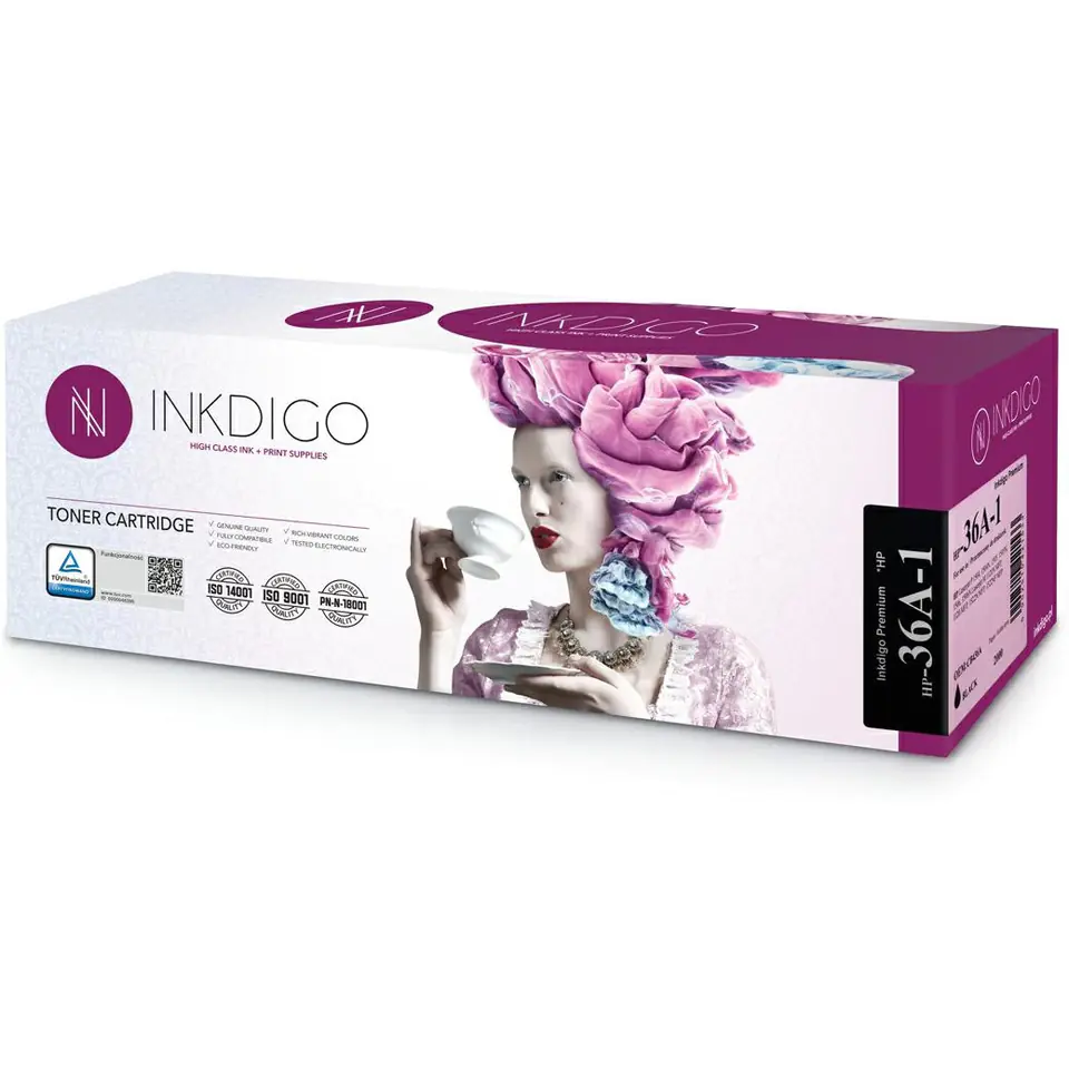 ⁨Laser Toner cartridge INKDIGO (HP-36A-1) black 2000str compatible HP (36A/CB436A)⁩ at Wasserman.eu