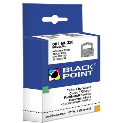 ⁨Taśma BLACK POINT (KBPO320) czarna nylon 8mm/1,8m zamiennik OKI (09002303) ML320/182/391⁩ w sklepie Wasserman.eu