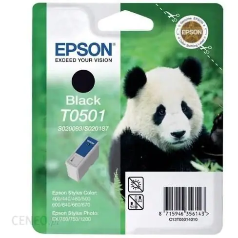 ⁨Tusz EPSON (T0501/C13T05014010/S020093/S020187) czarny 400str Stylus 400/500/600⁩ w sklepie Wasserman.eu