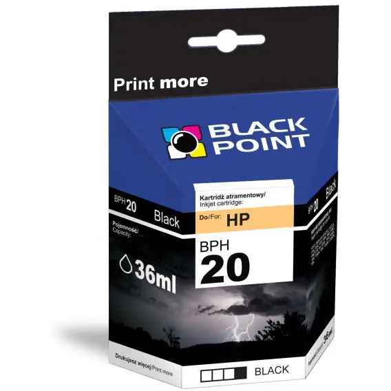 ⁨Tusz BLACK POINT (BPH20) czarny 36ml zamiennik HP (20/C6614D) DJ610/615/630/640/656⁩ w sklepie Wasserman.eu