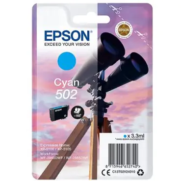 ⁨Tusz EPSON (502/C13T02V24010) niebieski 3,3ml/160str⁩ w sklepie Wasserman.eu