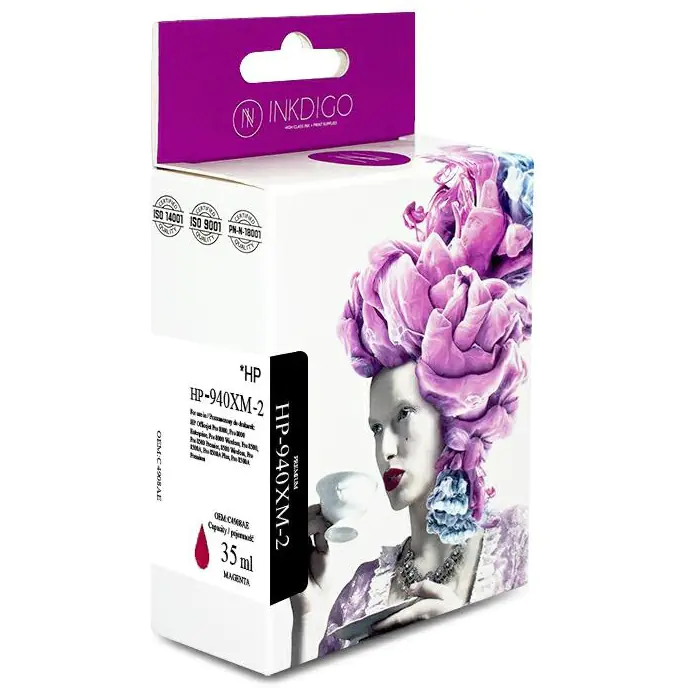 ⁨Ink Cartridge INKDIGO (HP-940XM-2) Magenta 35ml HP Compatible (940XL/C4908AE)⁩ at Wasserman.eu