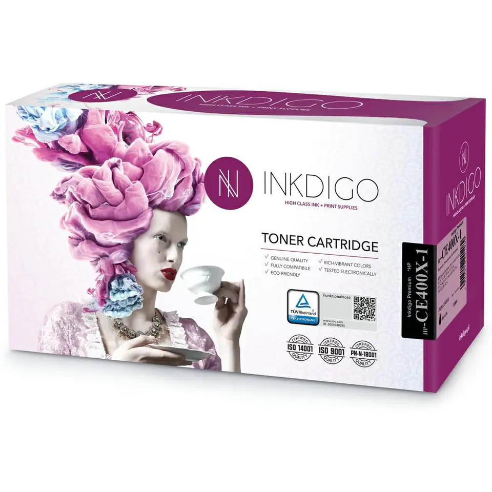 ⁨Laser Toner cartridge INKDIGO (HP-CE400X-1) black 11000str compatible HP (507X/CE400X)⁩ at Wasserman.eu