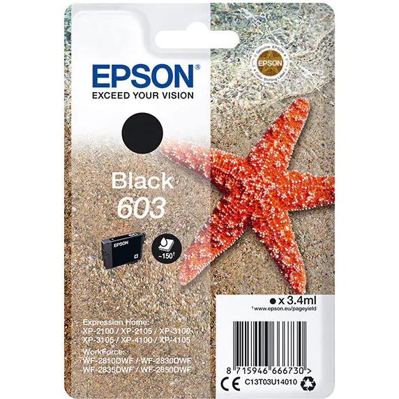 ⁨Tusz EPSON (603/C13T03U14010) czarny 3,4ml⁩ w sklepie Wasserman.eu