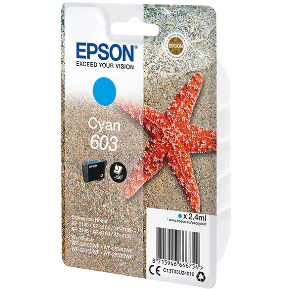⁨Tusz EPSON (603/C13T03U24010) niebieski 2,4ml⁩ w sklepie Wasserman.eu
