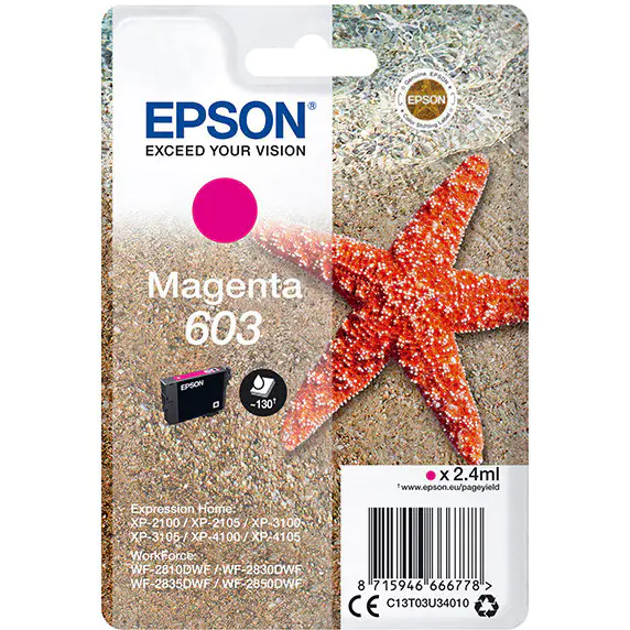 ⁨Tusz EPSON (603/C13T03U34010) purpurowy 2,4ml⁩ w sklepie Wasserman.eu